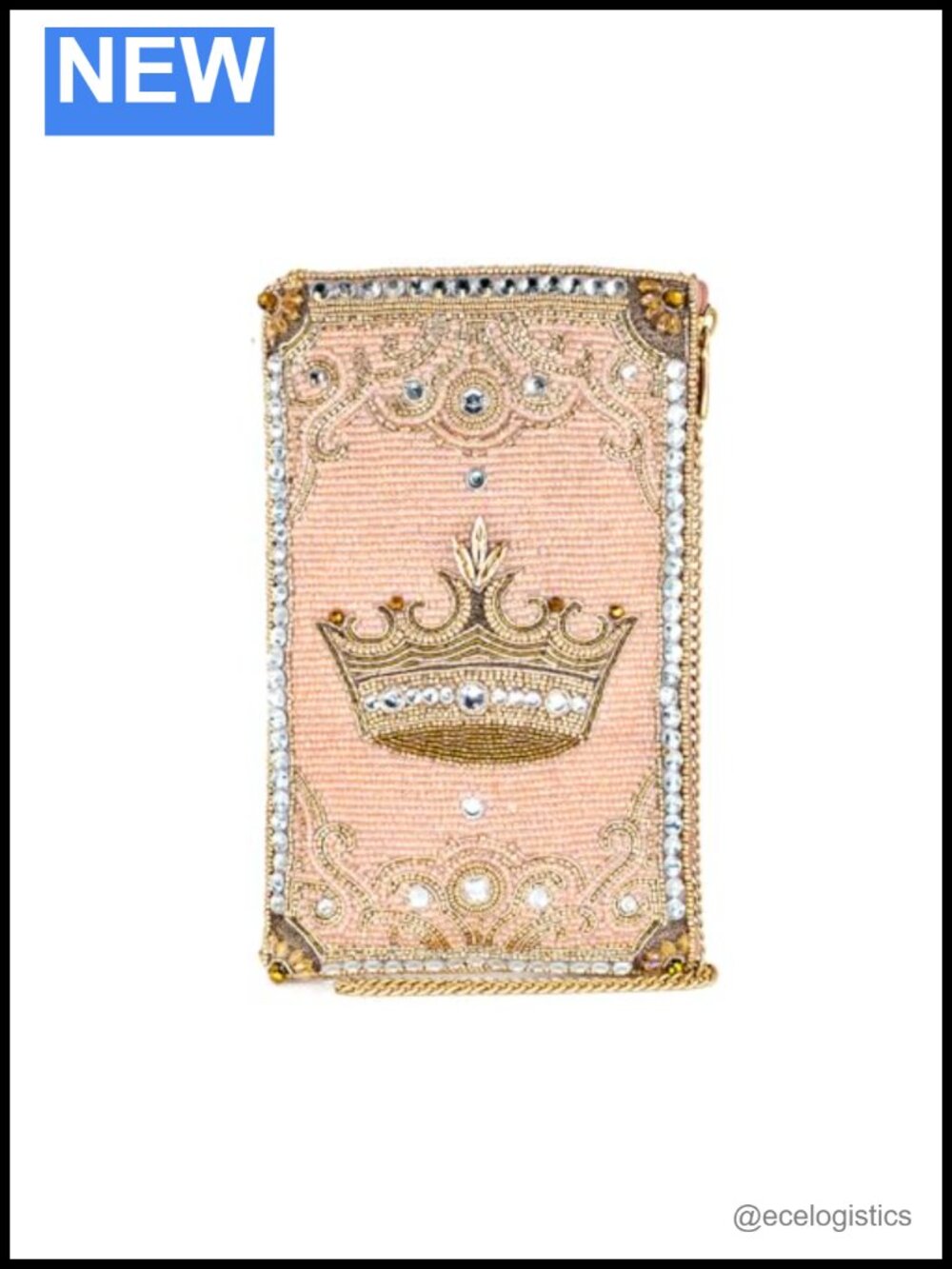 Beaded Crossbody Cell Phone Bag with Removable Chain Strap, Novelty Purse